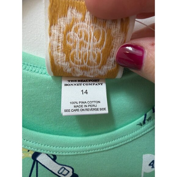 The Beaufort Bonnet Company Polly Play Dress Golf Print Short Sleeve Green Size - Picture 6 of 6